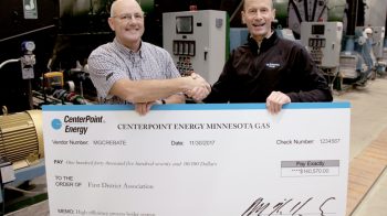 CenterPoint Presents $140,570 Rebate Check for New Process Boiler Plant